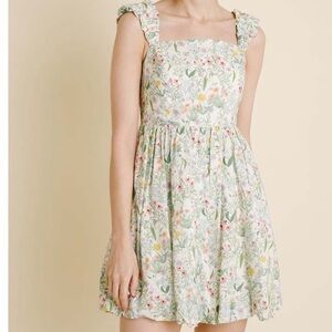 Aureum Dylan Ruched Bubble Hem Floral Mini Dress